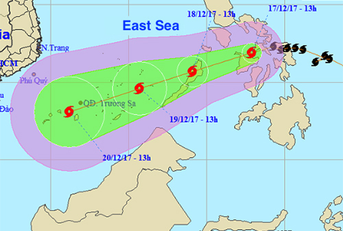 Storm Kai-Tak's path as forecast by NCHMF