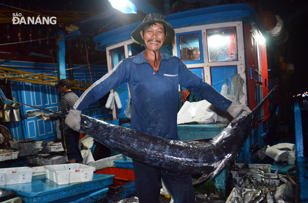 A local fisherman is happy with his bumper catches