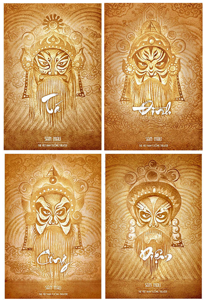 Striking: The winning series of four posters featuring characters from an ancient tuồng play (classical drama) by Vietnamese designer Đặng Thị Bích Ngọc. Read more at http://vietnamnews.vn/life-style/420062/vn-designer-wins-american-award.html#5c7BEQibtcyPdTLM.99