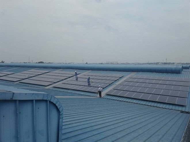 The first rooftop solar power system at the New Port-Song Than Inland Clearance Deport in Binh Duong province. (Photo: SolarBK)