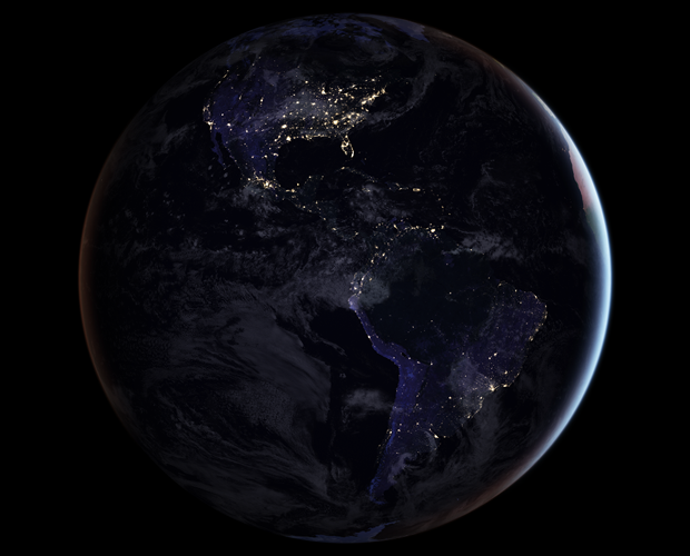 Trái đất trong đêm. Ảnh: NASA