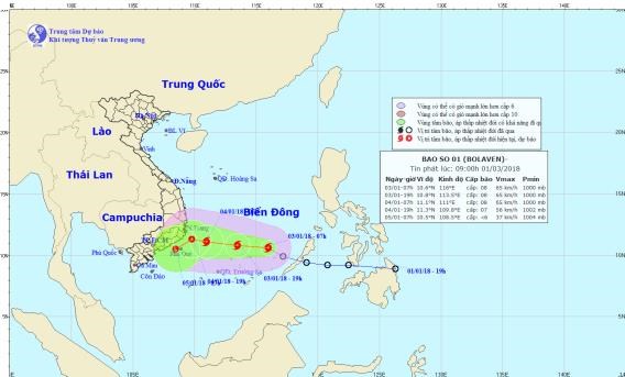 Chùm ảnh đường đi và vị trí cơn bão. (Nguồn: nchmf.gov.vn)