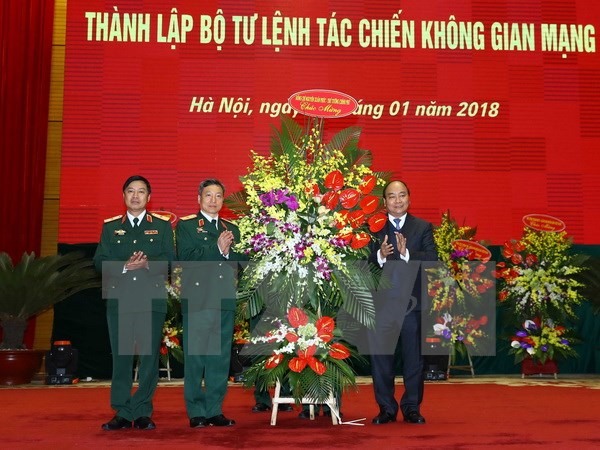 Prime Minister Nguyễn Xuân Phúc attends a ceremony in Hà Nội yesterday to announce the establishment of the Cyber Command.— VNA/VNS Photo Thống Nhất Read more at http://vietnamnews.vn/politics-laws/420790/cyber-command-asked-to-safeguard-national-sovereignty-in-cyberspace.html#cS4S6ZbtlTg8IrSj.99