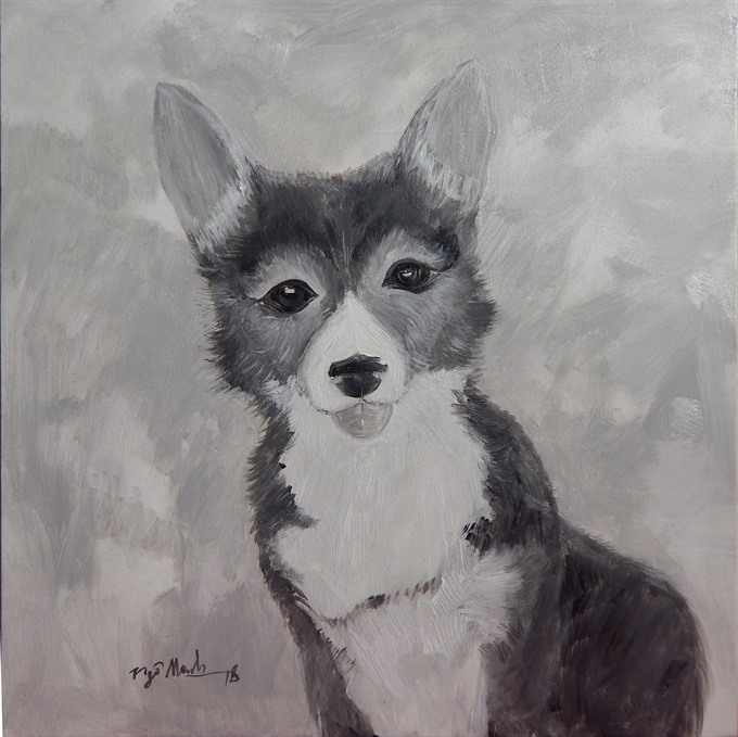 You called?: Dog, an acrylic by Ngô Mạnh. — VNS Photo Trinh Nguyễn Read more at http://vietnamnews.vn/life-style/421276/year-of-dog-paintings-on-display.html#k1zXHBHYlHqWHgYU.99