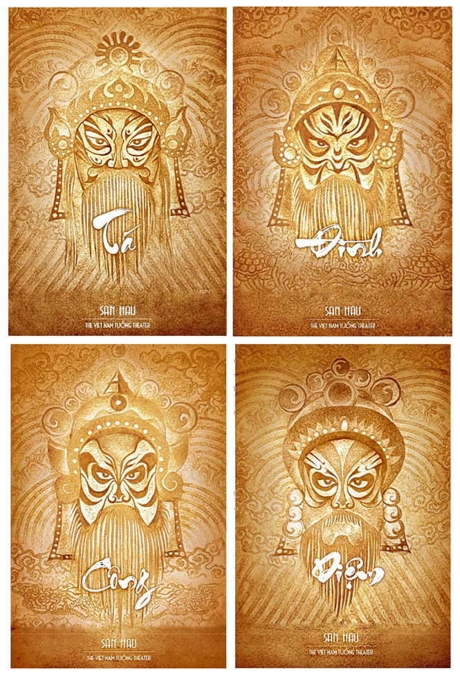 Striking: The winning series of 4 posters featuring characters from an ancient 'tuong' play (classical drama) by Vietnamese designer Dang Thi Bich Ngoc.