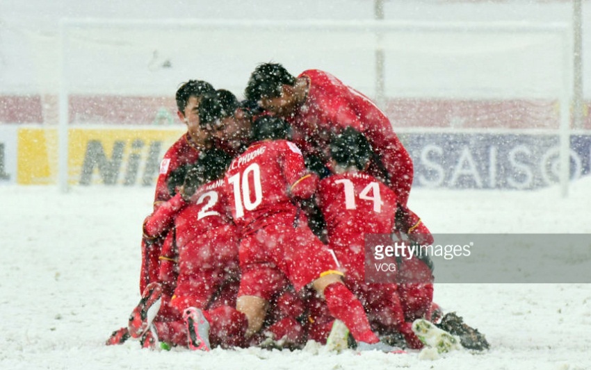 The Vietnamese squad celebrating 