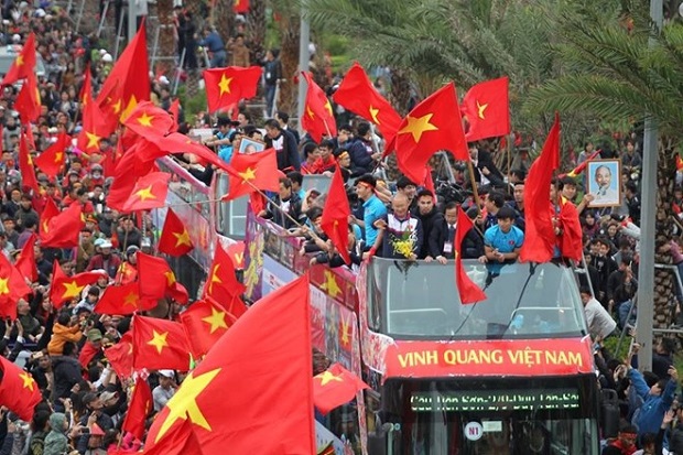 Viet Nam's U23 squad and their coach Park Hang-seo were warmly welcomed home on January 28. (Source: VNA_