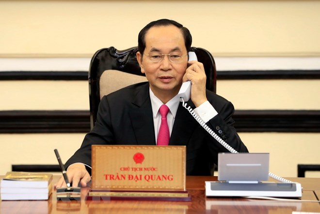 Chủ tịch nước Trần Đại Quang điện đàm với Tổng thống Hoa Kỳ
