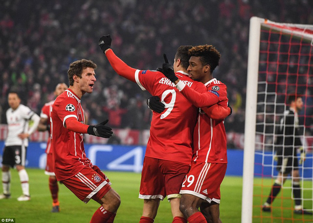 Với chiến thắng 5-0, Bayern Munich gần như nắm chắc tấm vé lọt vào tứ kết Champions League