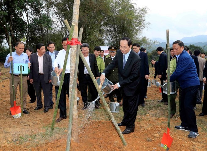 President Tran Dai Quang in Bac Kan (Source: VNA) 