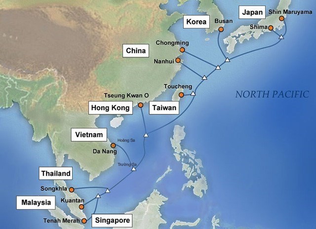 The Asia-Pacific Gateway (APG) international undersea cable broke down at a location about 125 km away from Hong Kong at 6:30 am on February 27. (Photo: Internet)