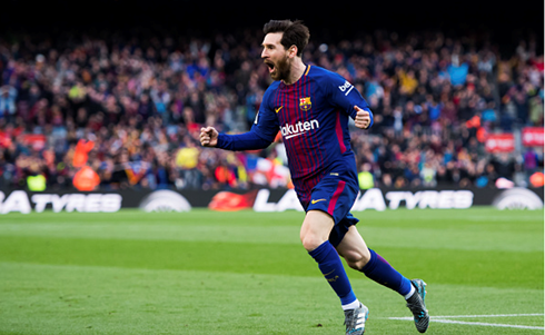 Pha lập công thứ 600 của Messi đã giúp Barca vượt qua Atletico Madrid, qua đó tiếp tục gia cố ngôi đầu tại La Liga. (Ảnh: Getty)