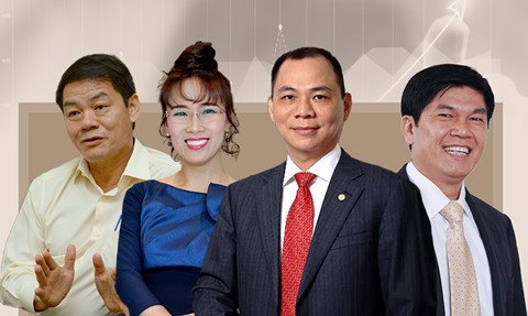 Việt Nam’s four billionaires (from left to right): Trần Bá Dương, Nguyễn Thị Phương Thảo, Phạm Nhật Vượng, Trần Đình Long. — Photo anninhthudo.vn 