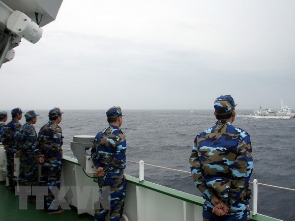 Soldiers of Vietnam Coast Guard in a Vietnam-China joint patrol in the Gulf of Tonkin. (Source: VNA)