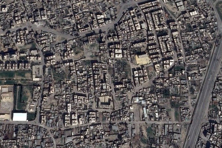 Cảnh Đông Ghouta nhìn từ trên cao vào tháng 8/2013.