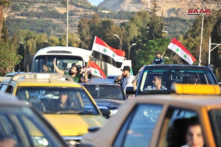 Hình ảnh ở Thủ đô Syria sáng 13/4. Ảnh: SANA.