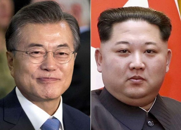 RoK President Moon Jae-in (L) and DPRK leader Kim Jong-un (Source: AP)