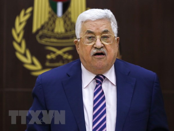 Tổng thống Palestine Mahmoud Abbas chủ trì một cuộc họp của Ủy ban điều hành PLO tại Ramallah, Bờ Tây. (Nguồn: AFP/TTXVN)