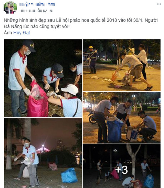 Images showing local students picking up litter after the opening night of DIFF 2018