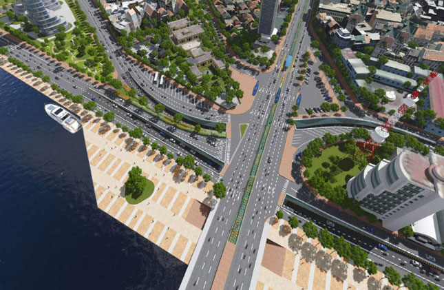 An artist's impression of the traffic re-arrangement at western end of the Dragon Bridge