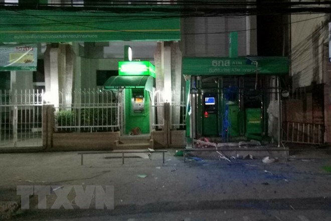 An ATM destroyed when a bomb explodes in Pattani (Source: VNA)