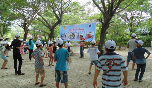 Local HIV-infected children taking part in an outdoor activity