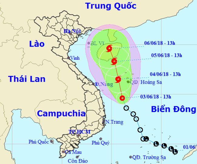 The expected path of the tropical depression (Photo: NCHMF)