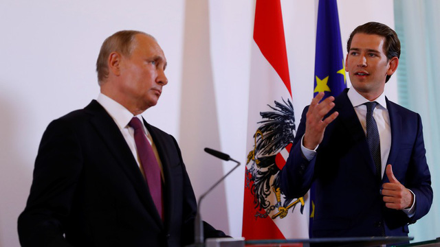 Tổng thống Putin và Thủ tướng Áo Sebastian Kurz. Ảnh: Reuters