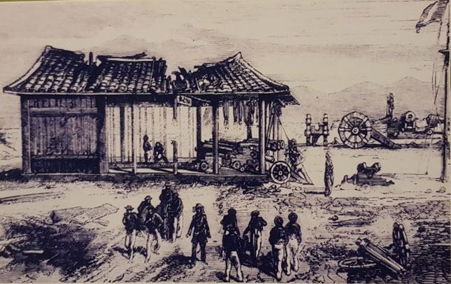 Quang cảnh thành Điện Hải sau khi bị quân Pháp đánh chiếm.