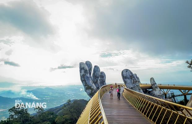 The Golden Bridge is located at the Thien Thai Garden at the Ba Na Hills Resort