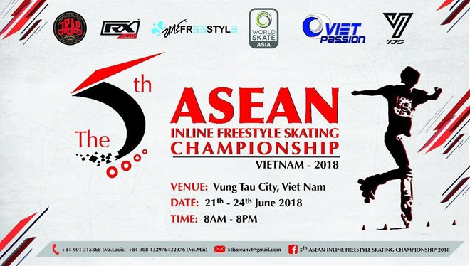 The 5th ASEAN Inline Freestyle Skating Championship opens in Vung Tau city on June 22. (Photo: Facebook)