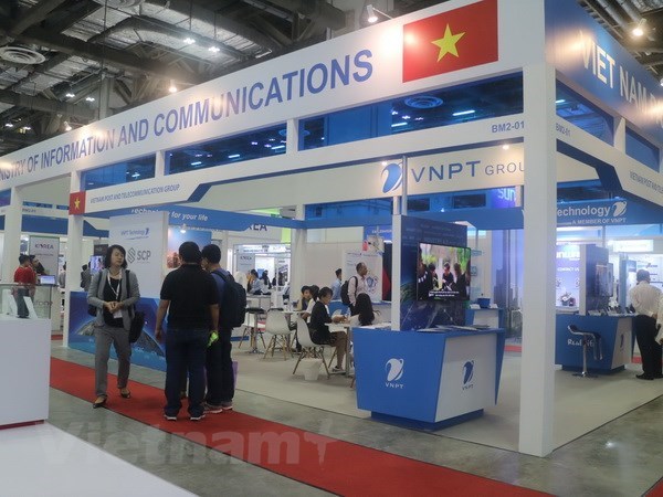 The Vietnamese space at the CommunicAsia 2018 (Photo: VNA)