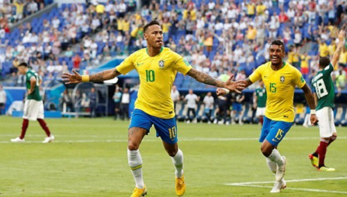 Neymar vui mừng sau bàn mở tỷ số. Ảnh: Reuters.