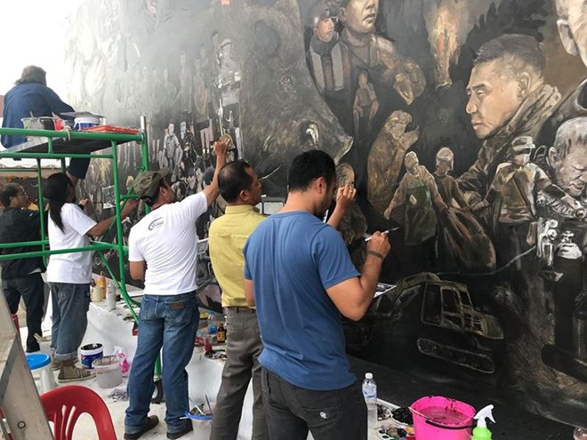 Thai artists create artwork telling Tham Luang rescue mission story (Source:http://thainews.prd.go.th)