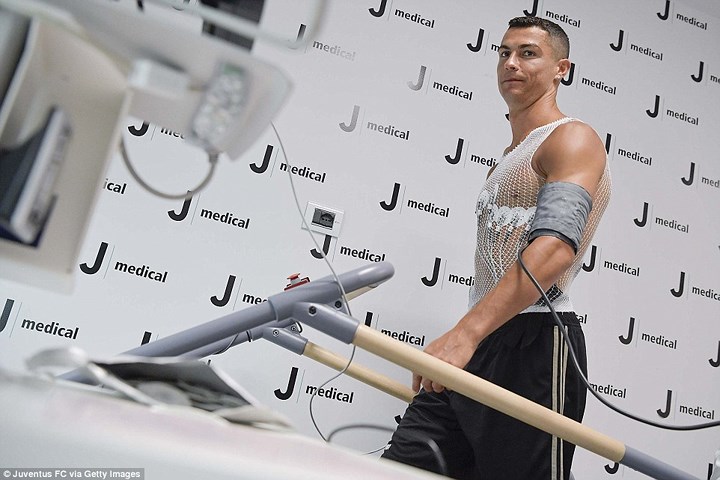   Cristiano Ronaldo dễ dàng vượt qua buổi kiểm tra y tế và hoàn tất thương vụ chuyển nhượng trị giá 100 triệu Euro sang Juventus.