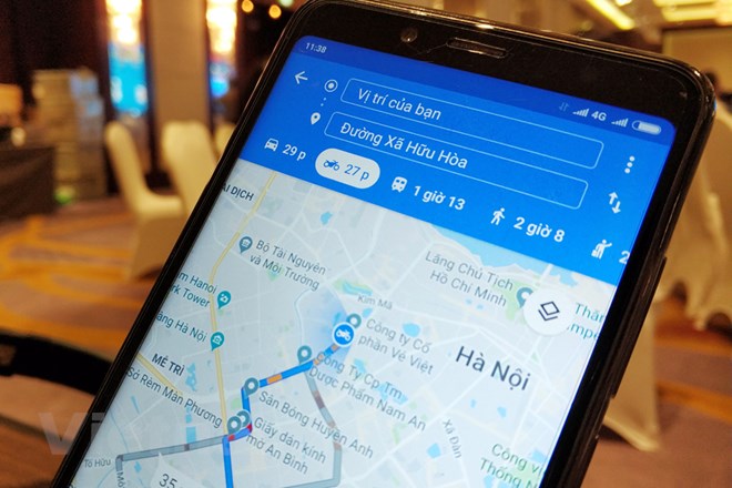 Bản đồ của Google đã có tính năng dành cho người đi xe máy ở thị trường Việt Nam. (Ảnh: PV/Vietnam+)
