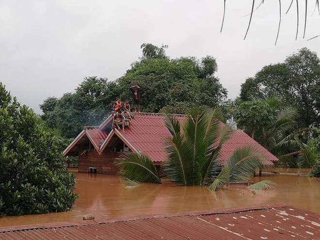 Unexpected heavy rains caused the  Xepian Xe-Namnoy hydropower dam to collapse. (Source: Attapeu Today)