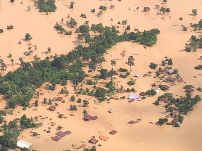 Sanamxay district submerged after dam collapse (Source: xinhua)