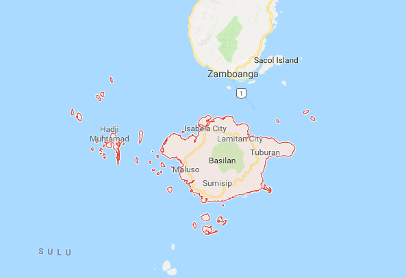 Basilan where the bomb attack occurs (Source: Google Maps)