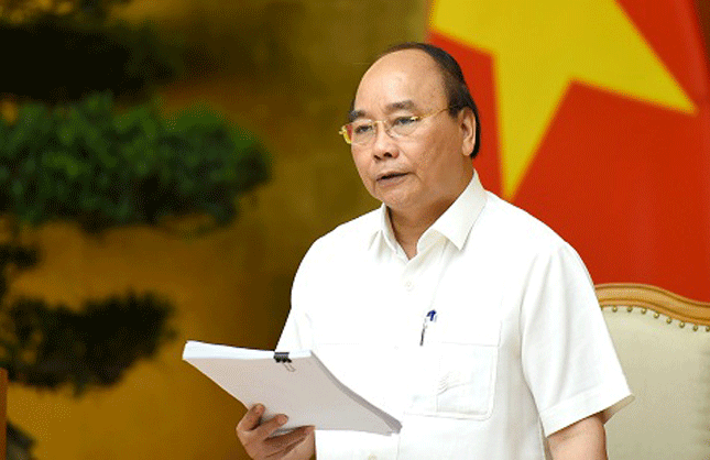 Thủ tướng Nguyễn Xuân Phúc phát biểu tại phiên họp. Ảnh: VGP
