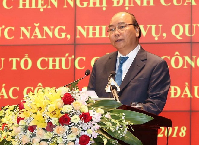 Thủ tướng Nguyễn Xuân Phúc phát biểu chỉ đạo. (Ảnh: Doãn Tấn/TTXVN)