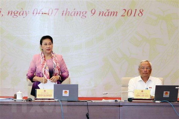 Chủ tịch Quốc hội Nguyễn Thị Kim Ngân phát biểu. (Ảnh: TTXVN)