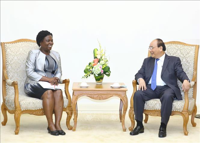 Thủ tướng tại buổi tiếp bà Victoria Kwakwa. Ảnh: TTXVN