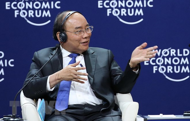 Thủ tướng Nguyễn Xuân Phúc dự và phát biểu tại phiên thảo luận. (Nguồn: TTXVN)