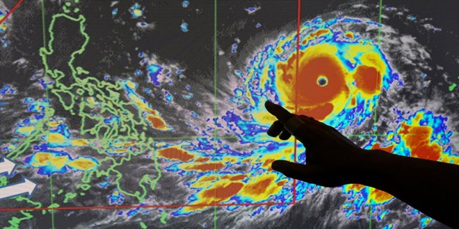 Ảnh chụp vệ tinh siêu bão Mangkhut. (Nguồn: AP)
