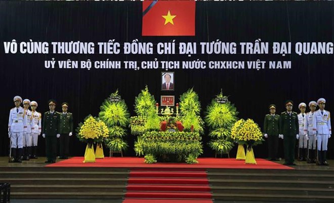 Nhà tang lễ quốc gia, số 5 Trần Thánh Tông (Hà Nội), nơi tổ chức Quốc tang Chủ tịch nước Trần Đại Quang. Ảnh: TTXVN