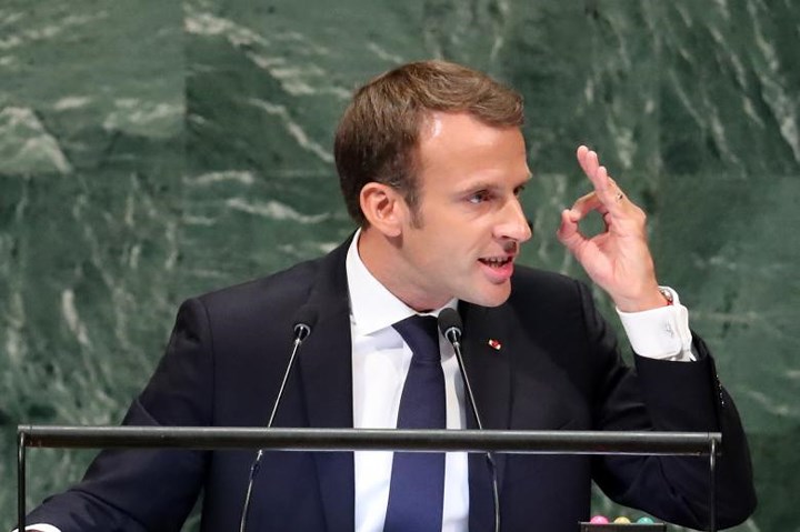 Tổng thống Pháp Emmanuel Macron phát biểu trước Đại Hội đồng.