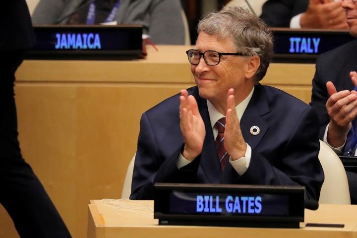 Nhà sáng lập tập đoàn Microsoft Bill Gates tại phiên họp cấp cao về tài chính tại Đại Hội đồng Liên Hợp Quốc. 