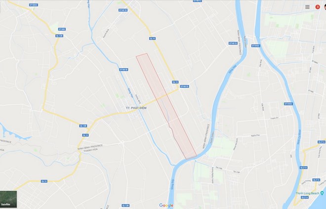 Bản đồ xã Quang Thiện, huyện Kim Sơn, tỉnh Ninh Bình, nơi an táng Chủ tịch nước Trần Đại Quang. (Nguồn: Google Maps)
