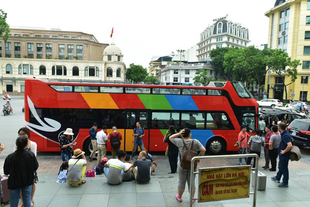 A double-decker bus in Hanoi